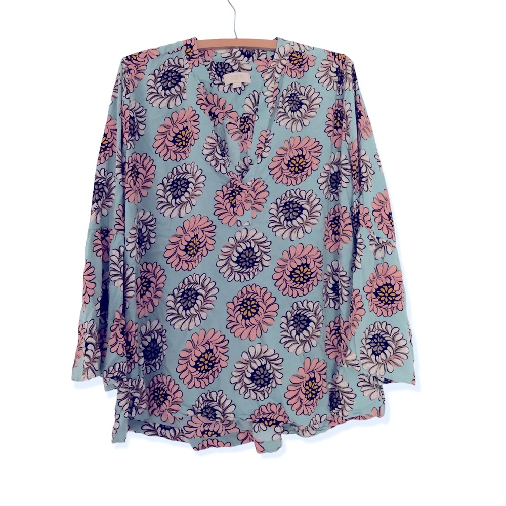 LOFT Floral Blouse in Pink and Blue